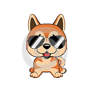 Cute vector cool dog, golden retriever in sunglasses