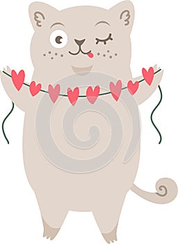 Cute vector cupid cat. Kitten with wings and halo