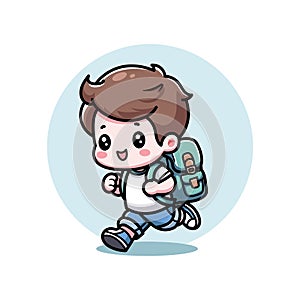 cute vector design illustration of little boy going back to school