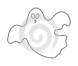 Cute vector ghost. Black and white Halloween character icon. Autumn all saints eve illustration with flying spook. Samhain party photo