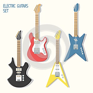 Cute vector guitars illustrations set.