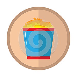 Cute vector icon of the popcorn. Cinema.