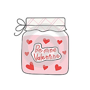 Cute vector illustration of love jar. Perfect for Valentines day card, invitation.