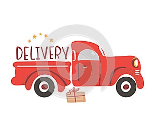 Cute vector illustration of a red truck