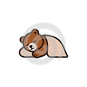 Cute vector illustration of a sleeping bear wrapped in a blanket
