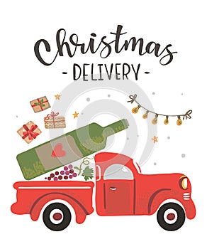 Cute vector illustration of a truck for delivery