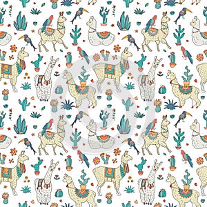 Cute Vector Llamas pattern