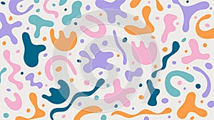 Cute vector pattern with matisse style shapes. Abstract horizontal background of simple organic shapes and lines. Hand