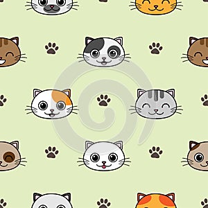 Cute vector seamless pattern with cats