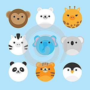 Cute vector set of zoo animals
