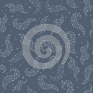 Cute vector simple pastel dark dusty blue seamless pattern. Sky background with stars and constellations