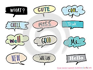 Cute vector speech bubble colorful set