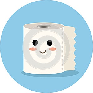 Cute Vector Toilet Paper Cartoon Icon