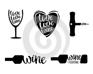 Cute vector of wine festival lettering set