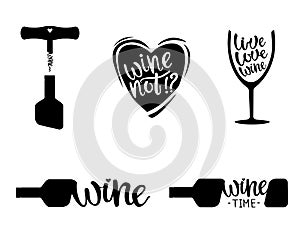 Cute vector of wine lettering set