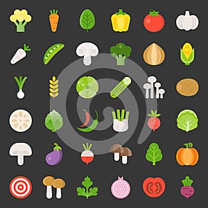 Cute vegetable set 1/3, flat design icon