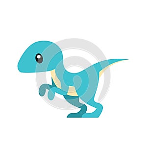 Cute Velociraptor Vector Illustration on White
