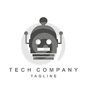 Cute vintage robot head. Technology company logo design