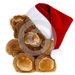 Cute vintage teddy bear with santa hat