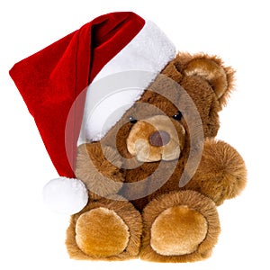 Cute vintage teddy bear with santa hat