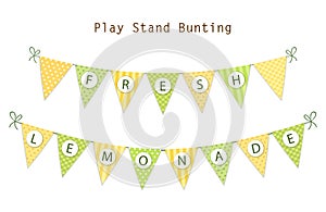 Cute vintage textile green and yellow shabby chic bunting flags for summer festivals, birthday, baby shower