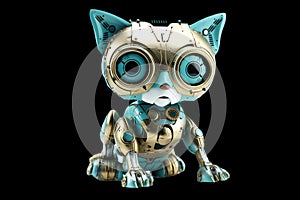 cute vintage toy robot, cat ears, big eyes, realistic