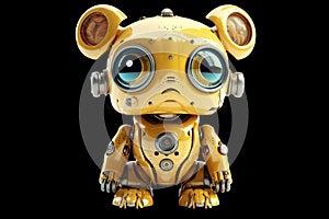 cute vintage toy robot, cat ears, big eyes, realistic