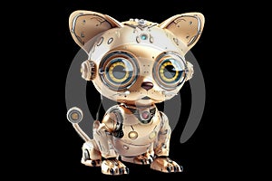 cute vintage toy robot, cat ears, big eyes, realistic