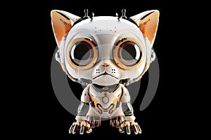 cute vintage toy robot, cat ears, big eyes, realistic