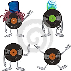 Cute Vinyl Record Character cartoon set