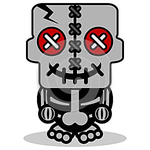 cute voodoo skull doll mascot