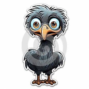 Cute Vulture Stickers: Peter Bagge Style, Dark Gray, Uhd Image