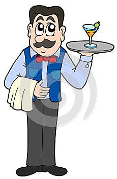 Cute waiter with drink photo