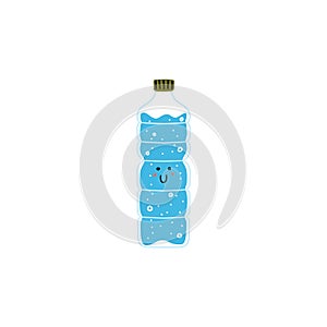 Cute water bottle glass decanter. Hand drawn funny detox concept. Doodle eco vector illustration