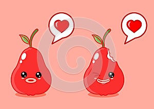 Cute Water Guava Fruit Mascot Vector Illustration