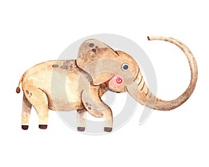 Cute watercolor cartoon elephant illustration for kids print design