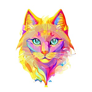 Cute watercolor cat portrait. generative AI.