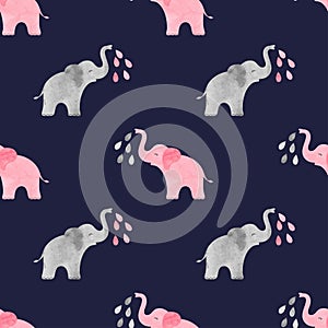 Cute watercolor elephants pattern.