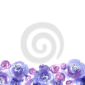 Cute watercolor flower background with blue roses.