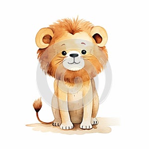 Cute Watercolor Lion Baby Illustration - Cartoony Style