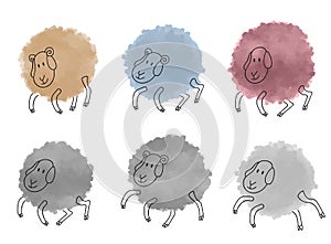 Cute watercolor sheeps set