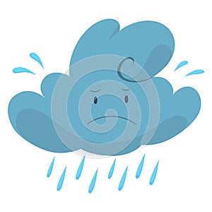 Cute weather icon. Emotional weather forecast. Cute cloud