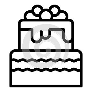 Cute wedding cake icon outline vector. Couple romantic party