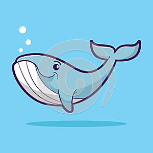 Cute whale cartoon vector illustration. sea animal conceptCute whale cartoon vector illustration. sea animal concept