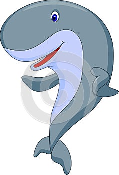 Cute whale cartoon waving