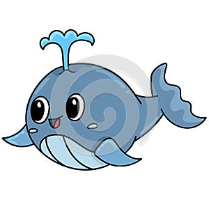 Cute whale doodle kawaii. doodle icon image