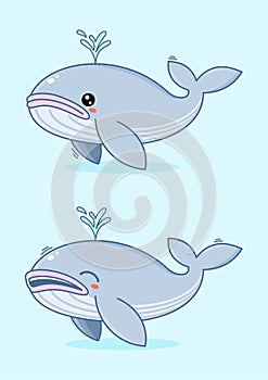 Cute whale mascot character vector