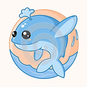 Cute whale mascot vector illustration