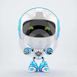 Cute white-blue robot toy, 3d rendering