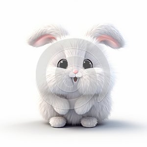 Cute White Bunny - 3d Render On White Background